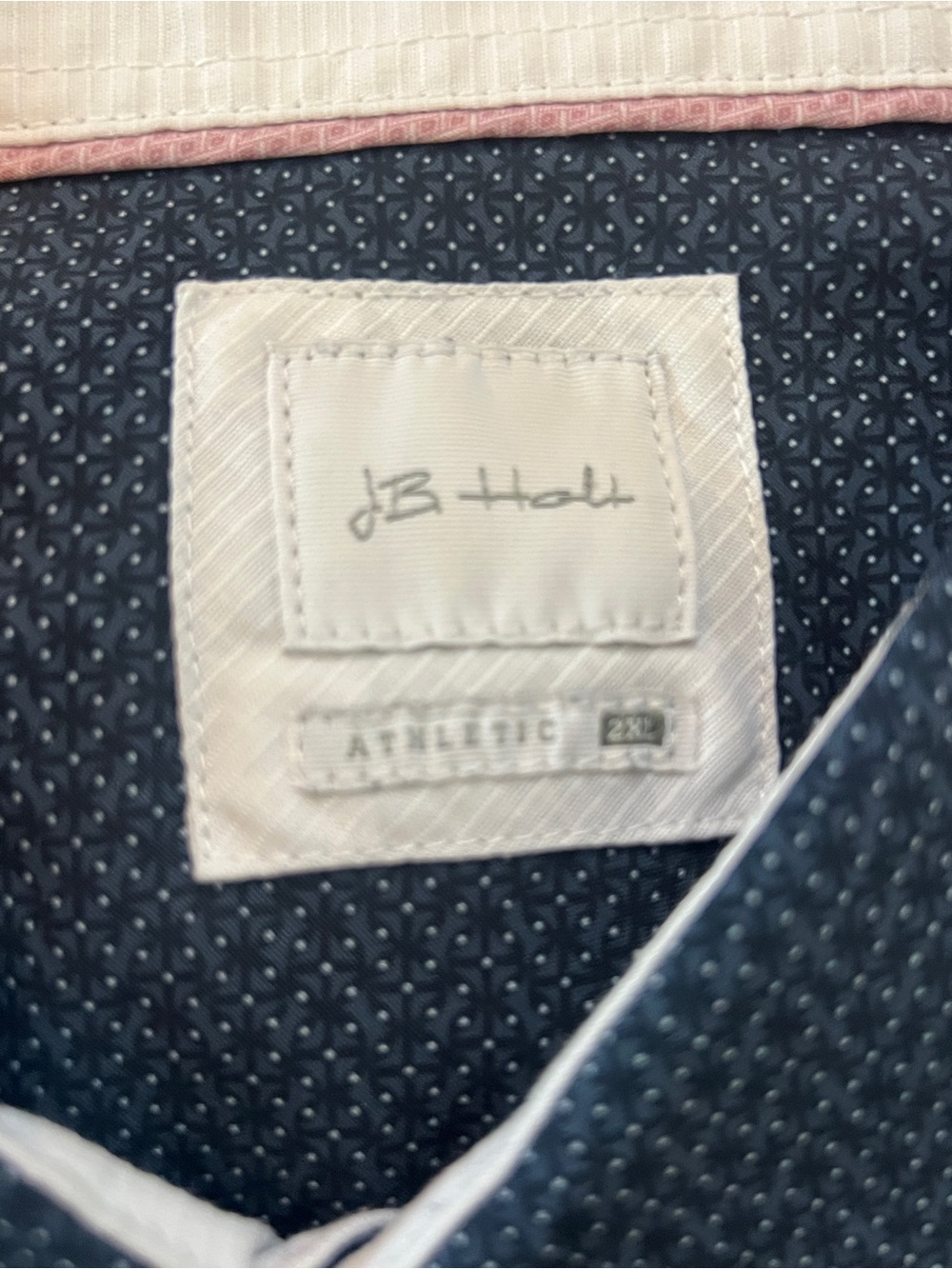 J B Holt Men's Navy Micro-Pattern Button-Down Shirt Sz 2 XL - Picture 2 of 6